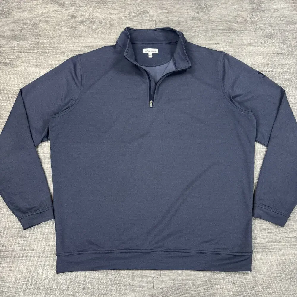 DeBordieu Golf Club Peter Millar 1/4 Zip Perth Pullover Blue Logo Men sz XL EUC